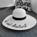  Summer Wide Brim Straw Hat Letter Embroidery Floppy Beach Hat w/ Ribbon  eb-95135474